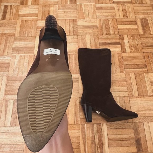 Vintage Suede Boots, Size 7, Brown - Picture 4 of 5